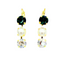 Mariana Earring Triple Drop Emerald/Pearl on Gold