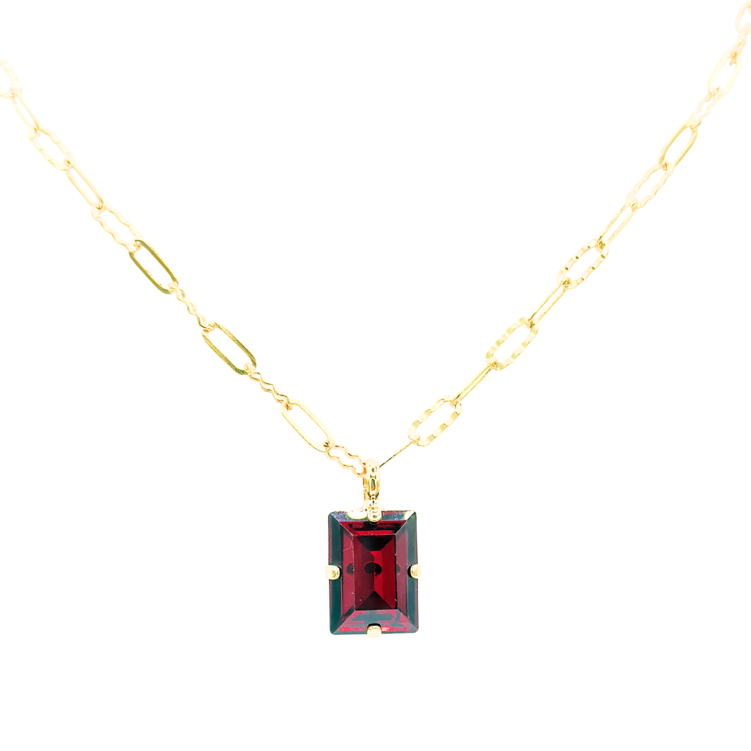 Mariana Emerald Cut Pendant Red on Gold Main image