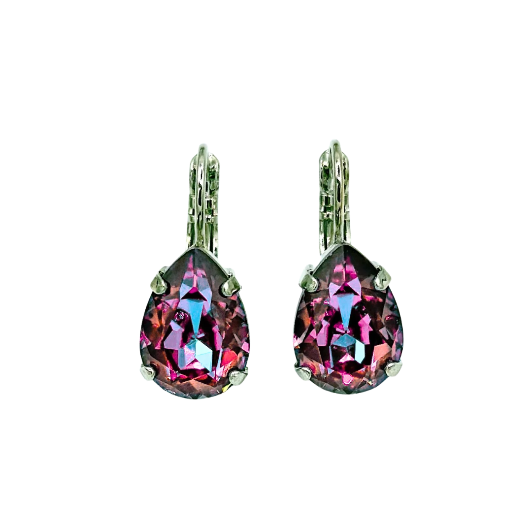 Mariana Earrings Teardrop in Plum on Rhodium