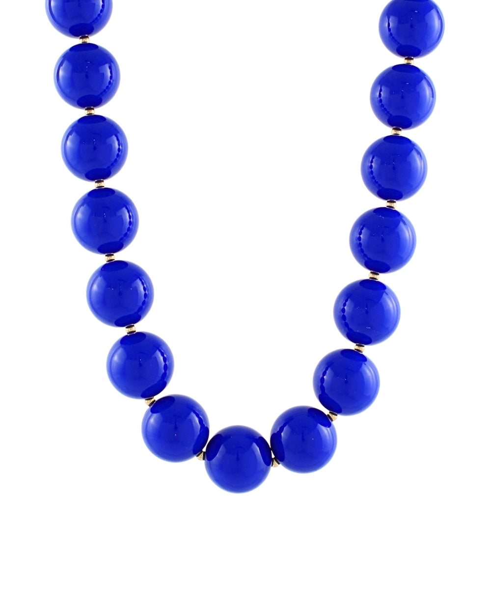 XL Acrylic Bauble Bead Statement Necklace Indigo Blue Main image