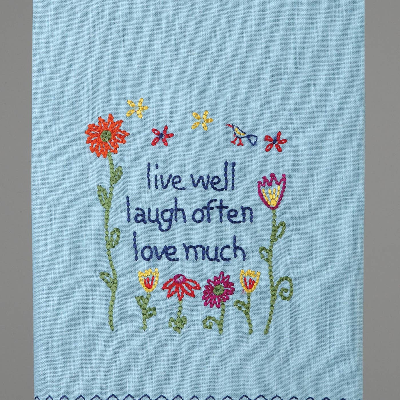 Live Well Towel With Yellow Pom Pom