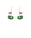 Golf-themed earrings with green putts, gold tees, and red flags and a pearl golf ball