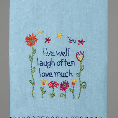 Live Well Towel With Yellow Pom Pom