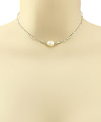 Single Freshwater Pearl Choker  Necklace  With Square Beads