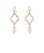 Freshwater Pearl Dangle/Gold Clover Earring