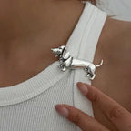 Silver Toned Dachshund Puppy Pin