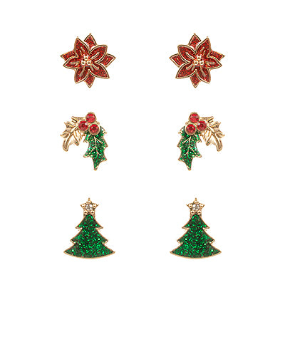 Set of Three Christmas Enamel Earrings Mix & Match