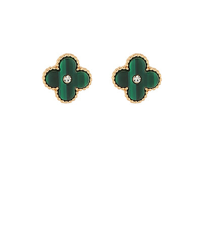 Green Clover Post Earrings