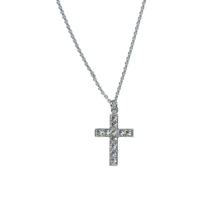 Mariana Plain Cross Pendant Clear on Rhodium