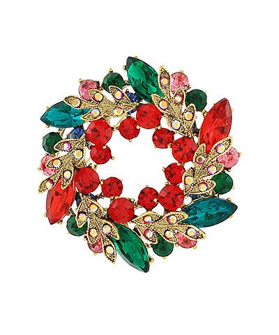 Crystal Wreath Pin