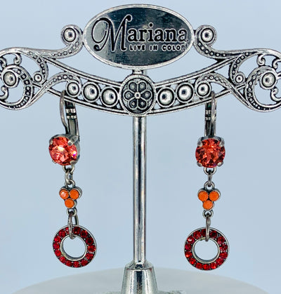 Mariana Earrings in Coral/Red on Silver