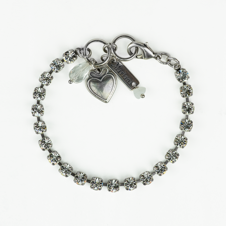 Mariana Tiny Plain Bracelet in Clear on Rhodium