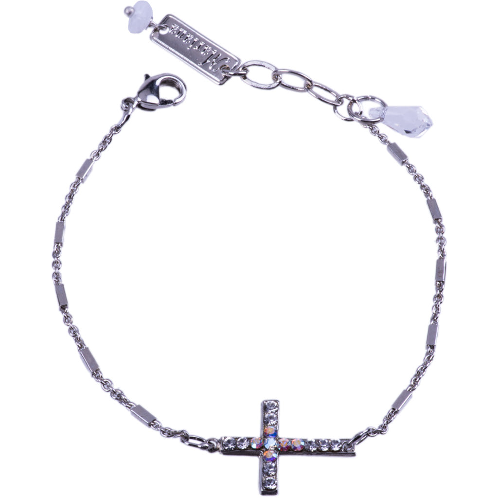 Mariana Petite Cross Bracelet Clear on Rhodium Main image