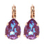 Mariana teardrop shaped earrings in plum colored crystal on rose gold