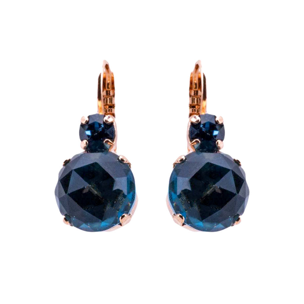 Mariana Double Drop Earrings in Faceted Blue on Rose Gold