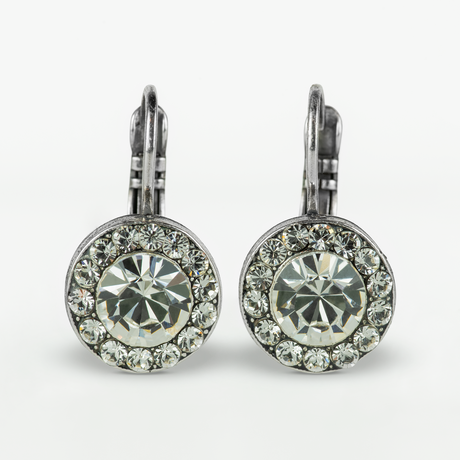 Mariana Halo Earrings in Icy Clear on Rhodium