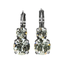 A pair of small double drop style earrings with a clear rhodium finish and silver plate on a brass-free earring post.