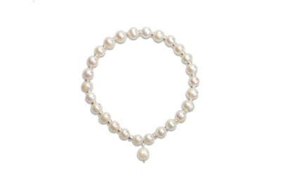 I AM JOYFUL Freshwater Pearl  Bracelet With Silver Beads