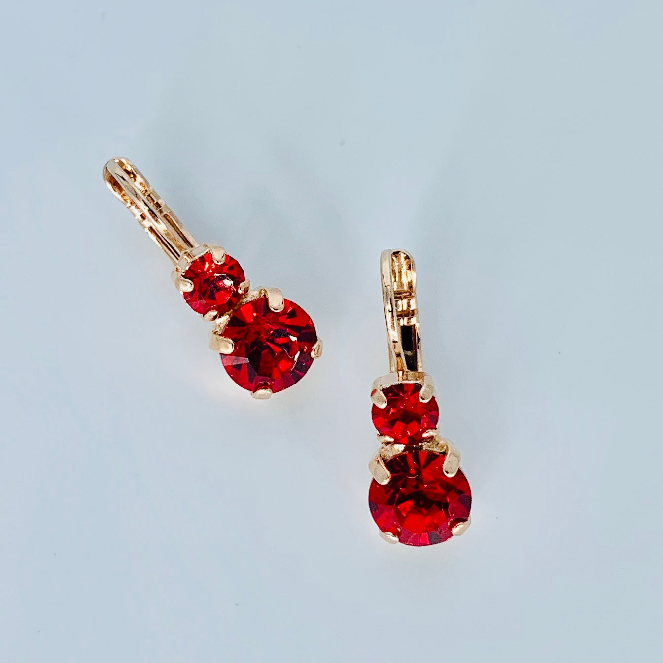 Football Red Earrings Small Double Drop  on Rose Gold