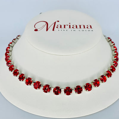 Mariana Necklace Bright Red on Rhodium