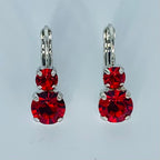 Mariana Small Double Drop Earrings in Bright Red on Rhodium