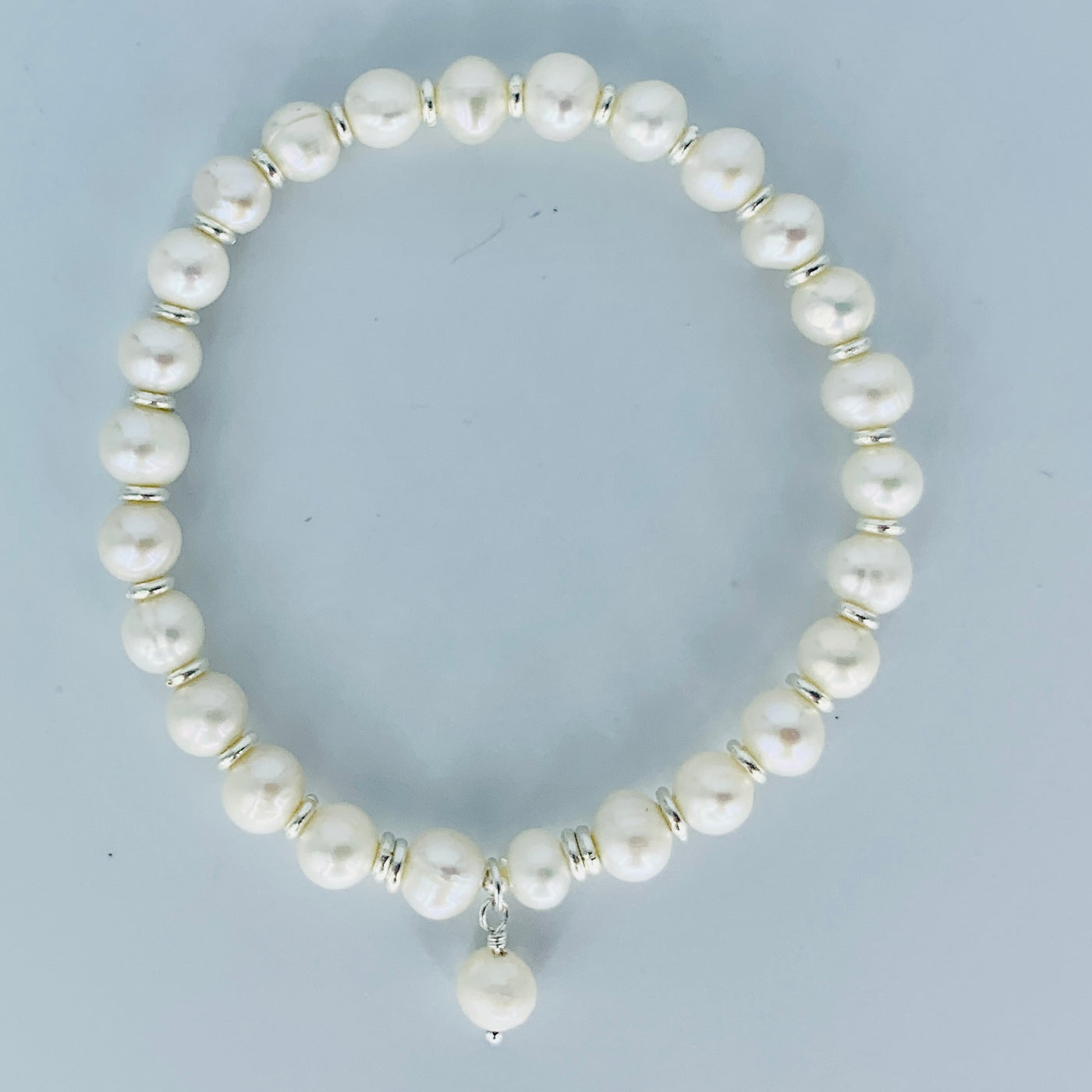 I AM JOYFUL Freshwater Pearl  Bracelet With Silver Beads