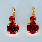 Mariana Earrings Double Drop in Bright Red on on Rose Gold