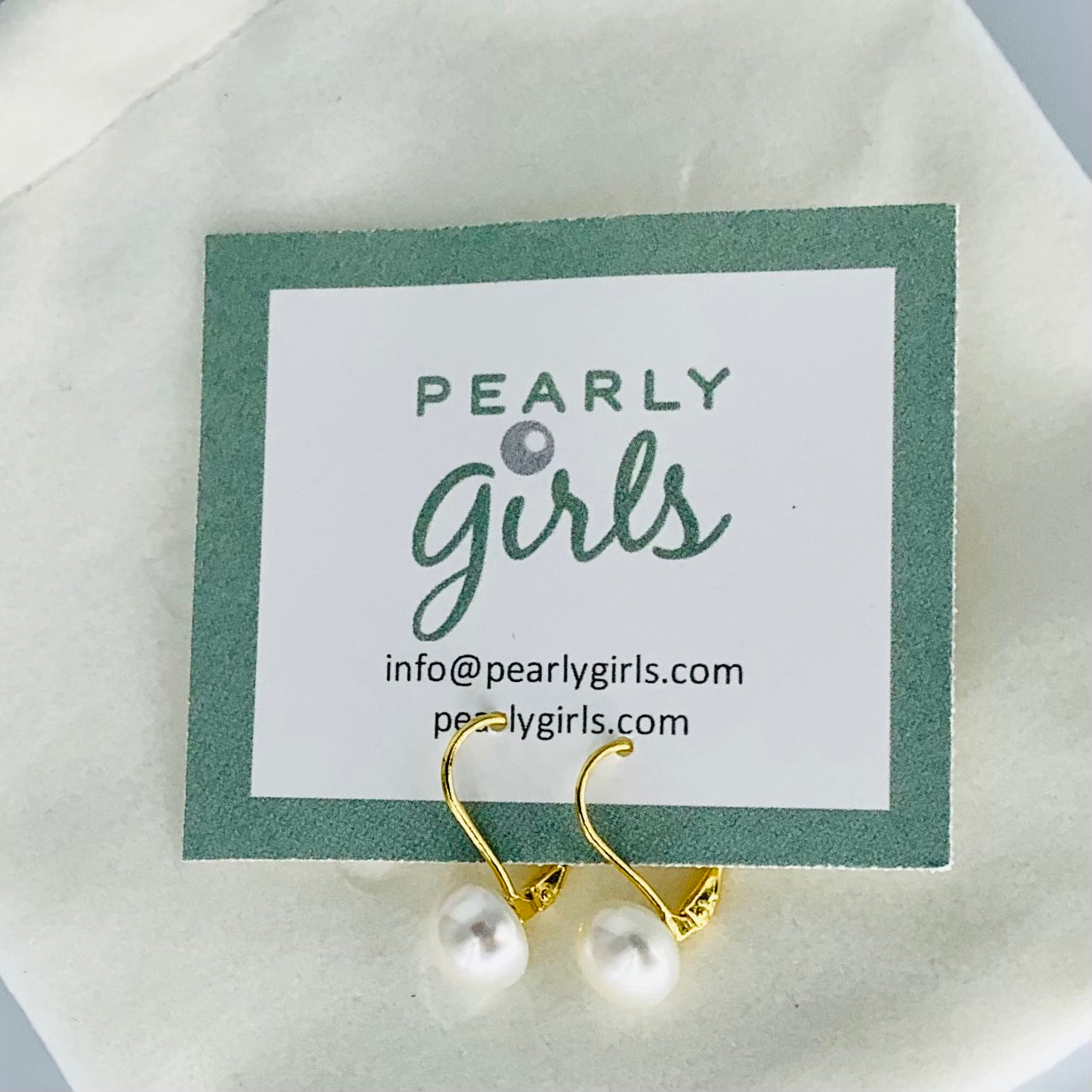 Pearl Earrings on Gold French Hooks