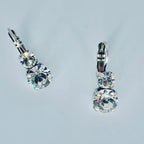 Mariana Small Double Drop Earrings Clear on Rhodium