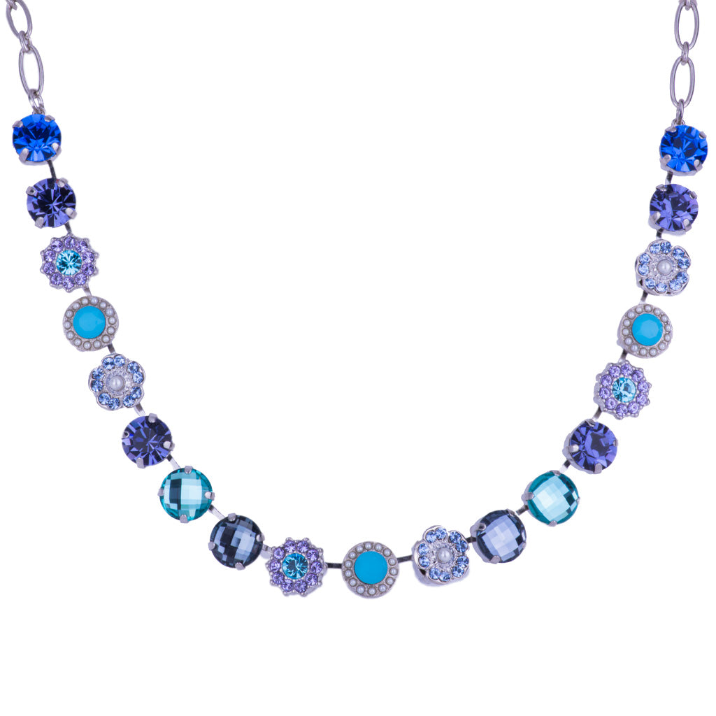 Mariana Medium  Necklace in Electric Blue on Rhodium