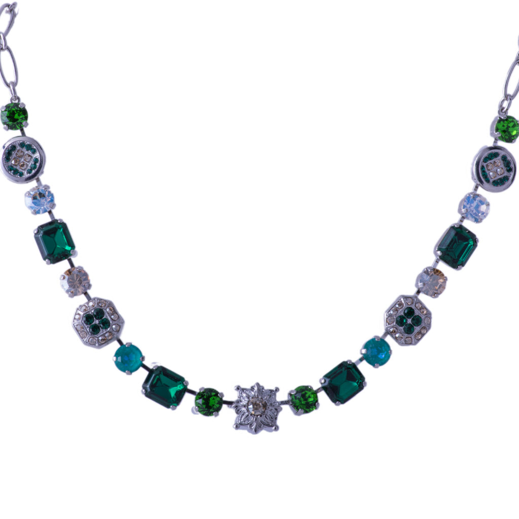 Mariana Emerald With Elements Necklace Circle of Life on Rhodium
