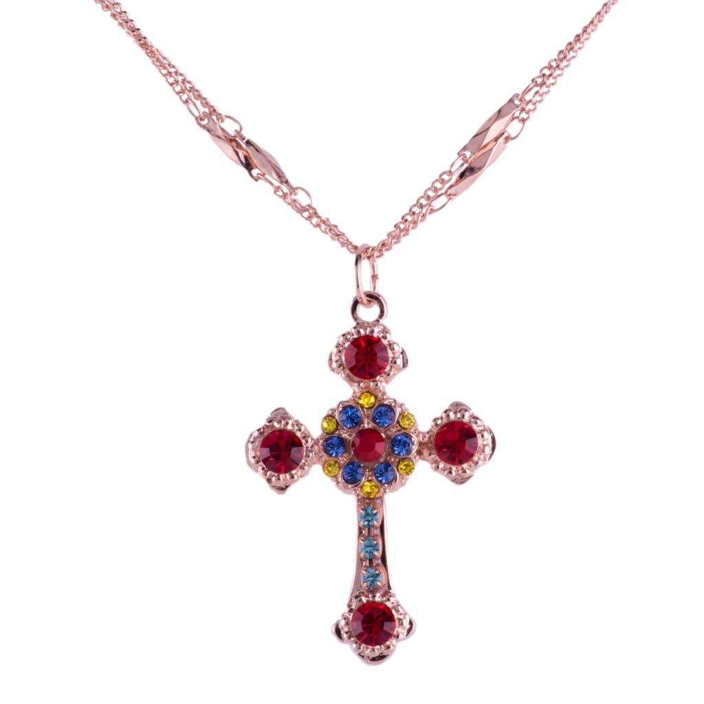 Mariana  Cross Necklace in Pretty Woman on Rose Gold