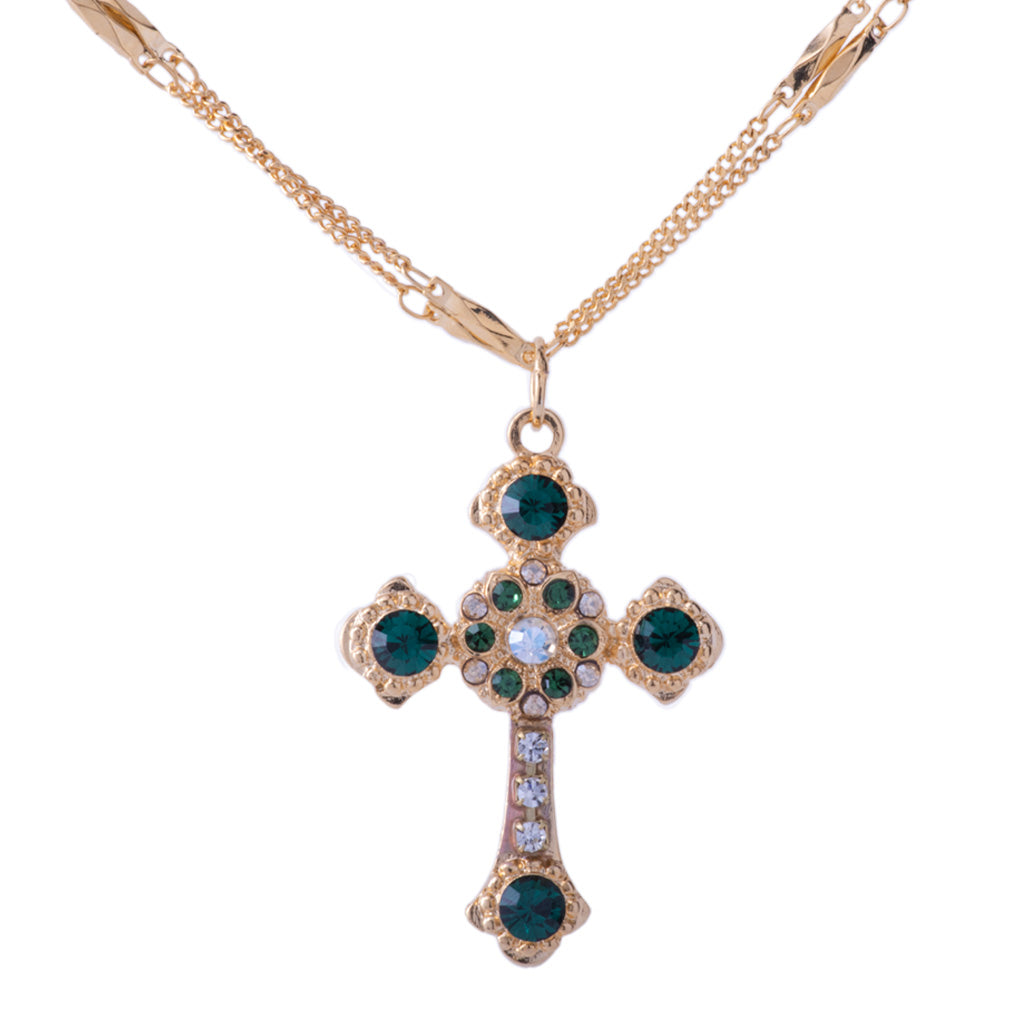 Mariana  Cross Necklace in Circle of Life on Gold
