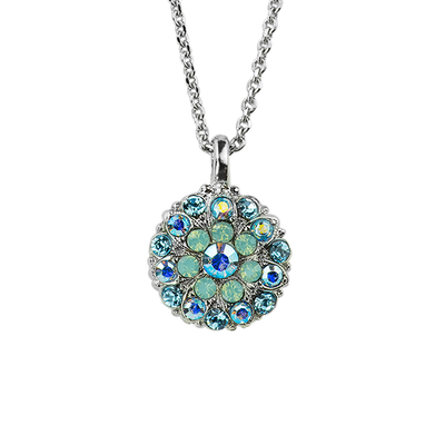 Mariana Guardian Angel Necklace Blues/Greens- March on Rhodium