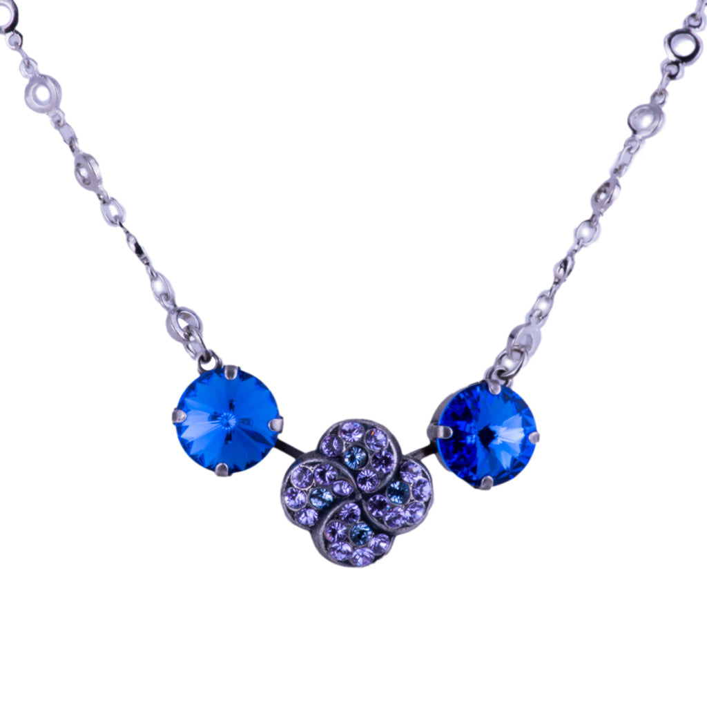 Mariana Three Element Necklace Electric Blue on Rhodium