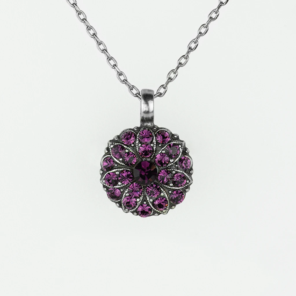 Mariana Guardian Angel Birthstone Necklace - February on Rhodium