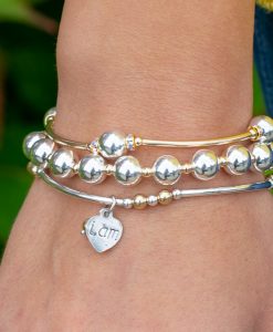 8MM White Pearl With Gold Blessings Bracelet
