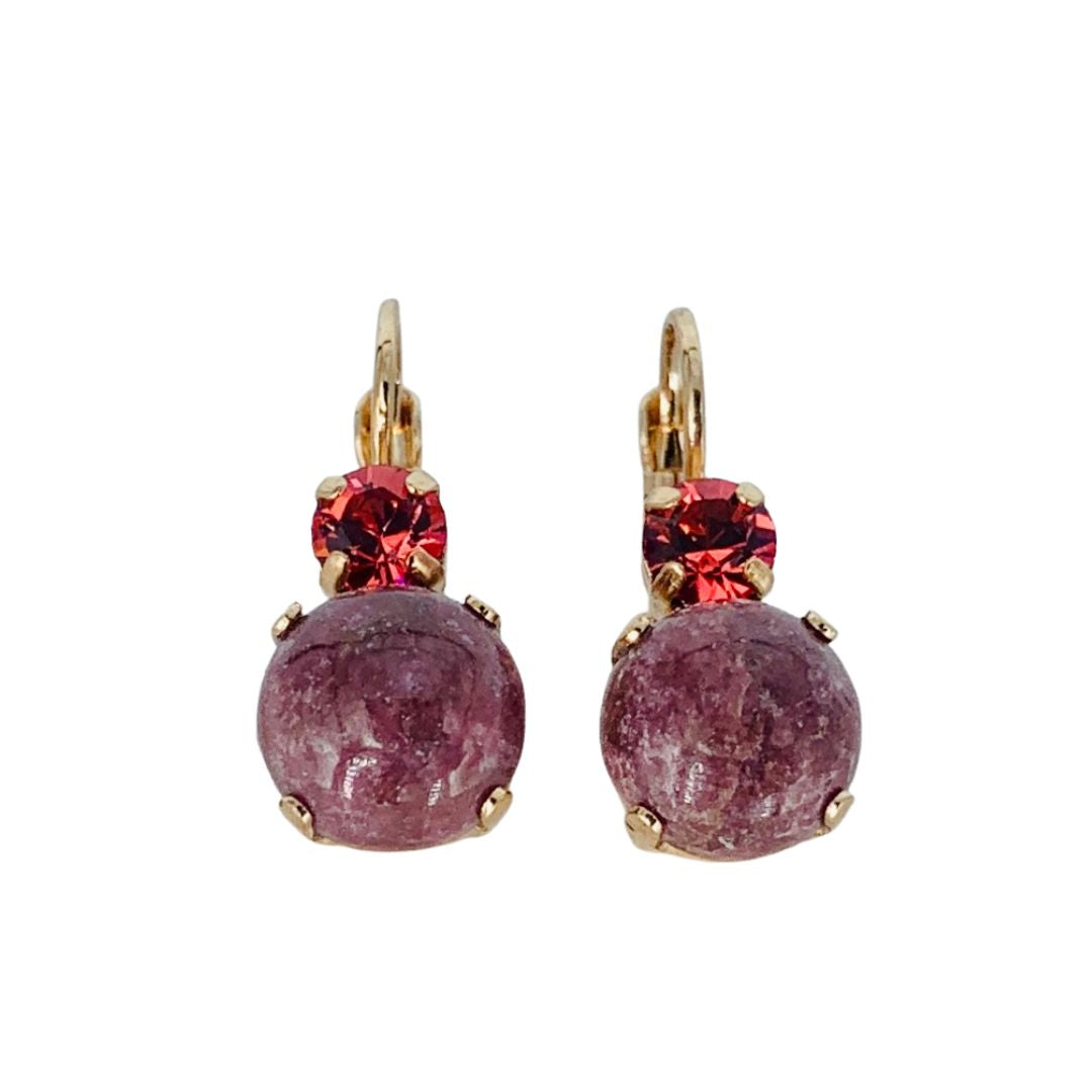 Mariana Double Drop Earrings in Rose/Cape Amethyst on Rose Gold