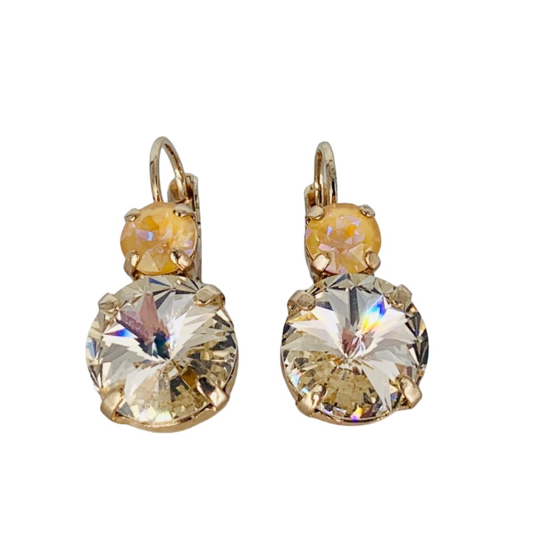 Mariana Double Drop Rivoli Earrings in Sunkissed Peach/ Blush on Rose gold