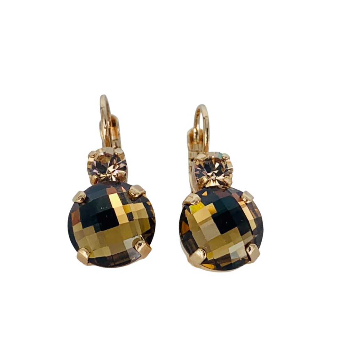 Mariana Double Drop Earrings in Faceted Blush/Light Topaz on Rose Gold