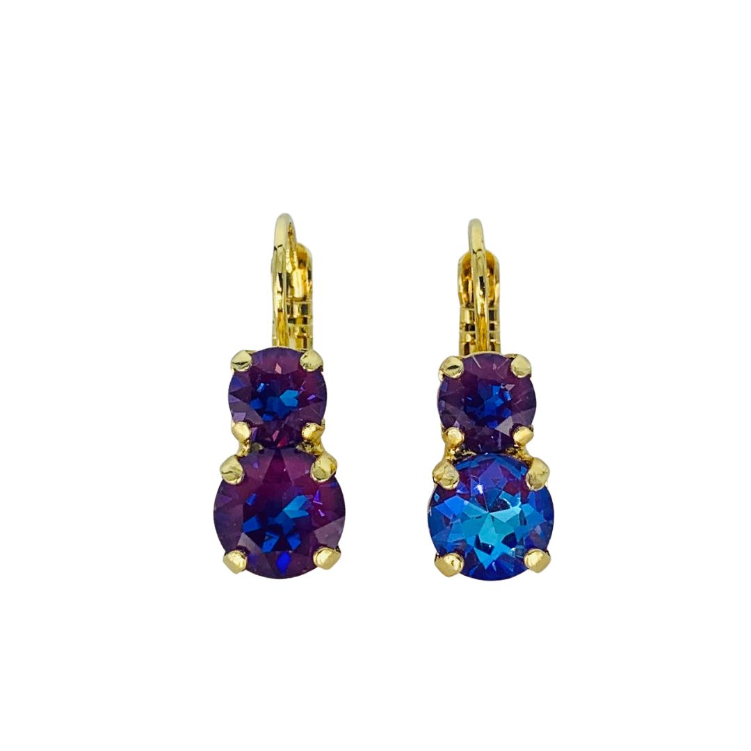 Mariana Earrings Small Double Drop Plum on  Gold