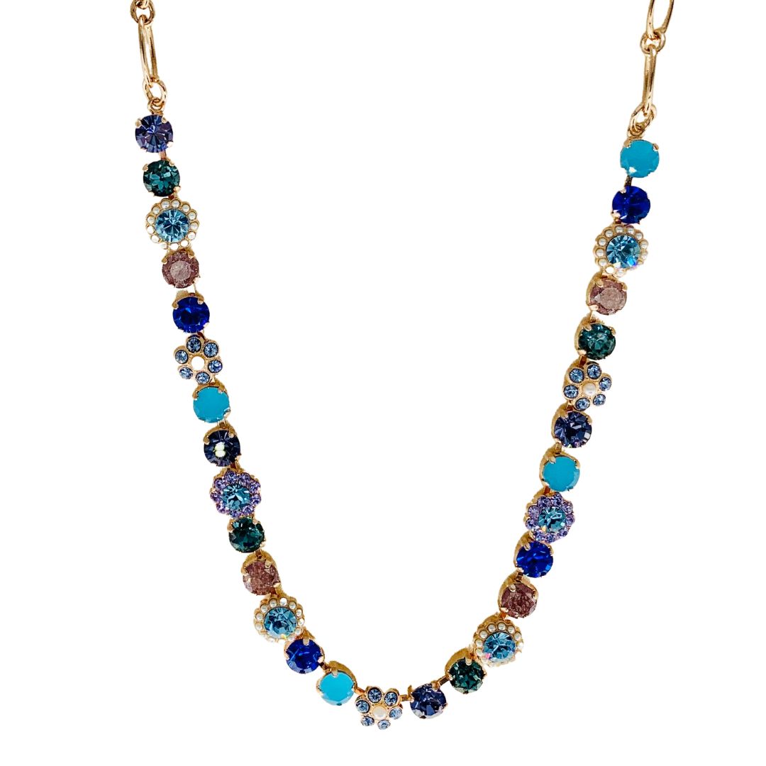 Mariana Blossom Necklace Electric Blue on Rose Gold Main image