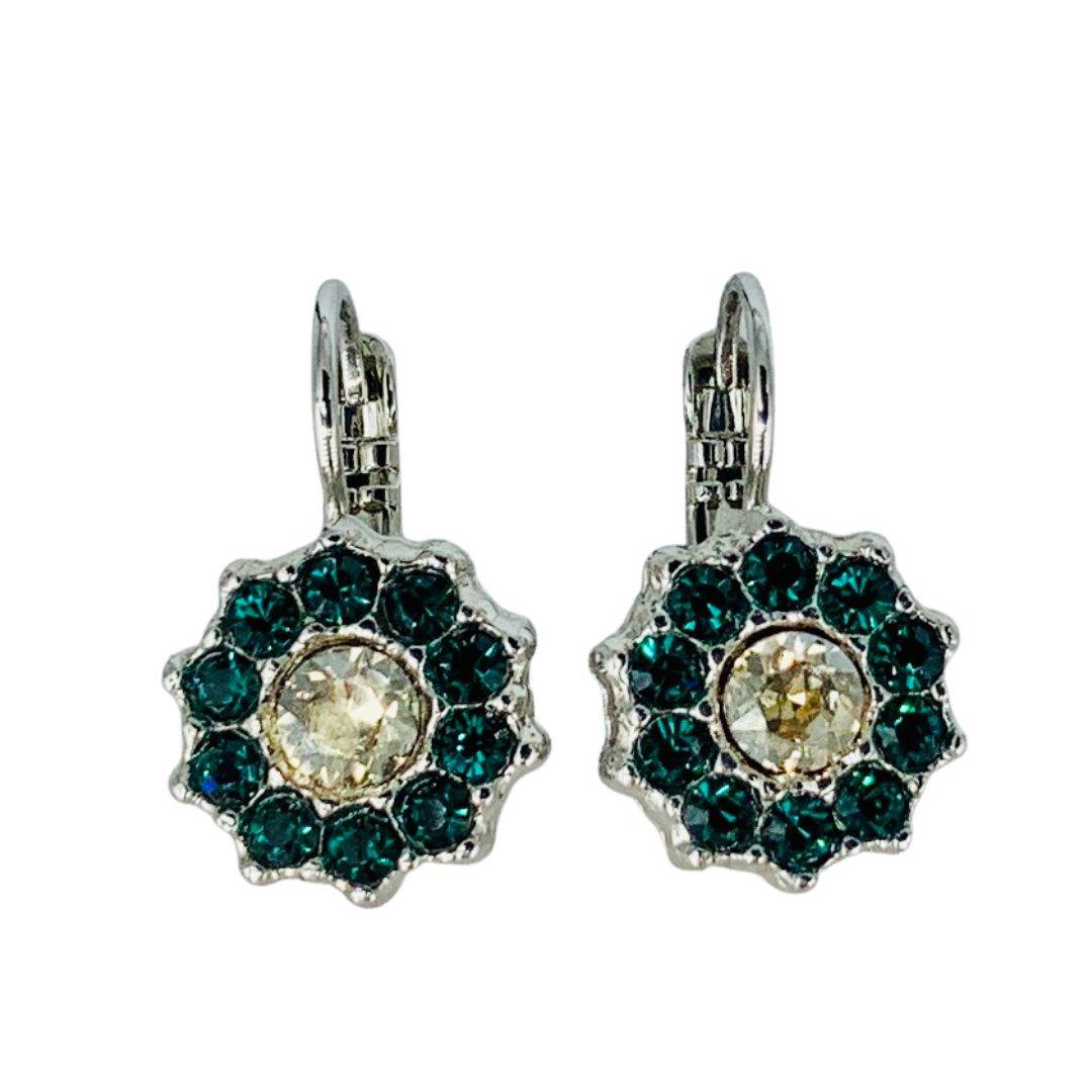 Mariana Flower Earring in Emerald/Champagne on Rhodium Main image