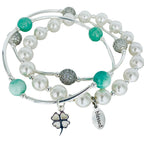 Blessing Bracelet 8MM Jade Beads With Shamrock on Sterling Bars-Friendship Bracelet