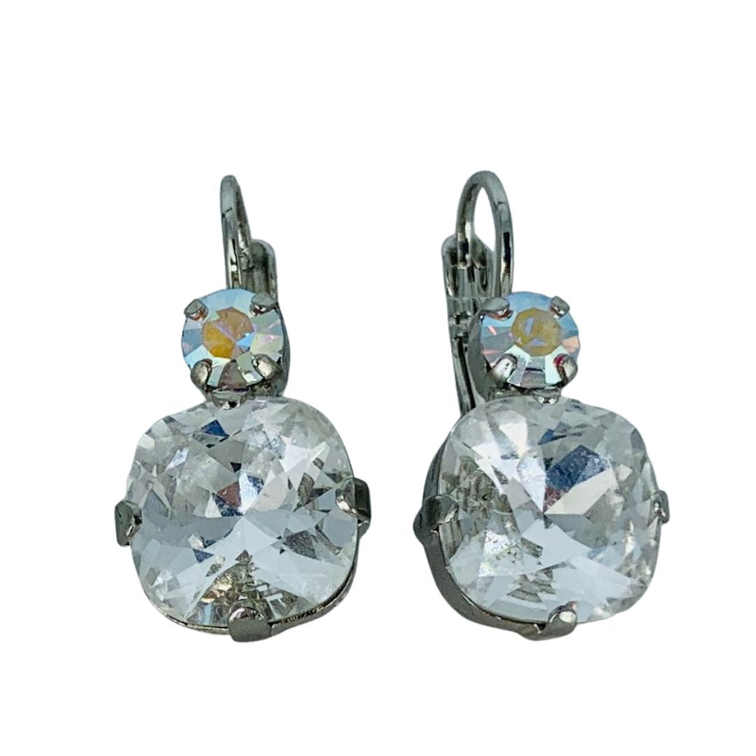 Mariana Stone Over Square Earrings Ab/Clear on Rhodium