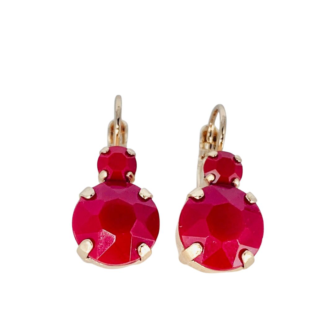 Mariana Double Drop Earrings in Faceted Matte Red on Rose Gold Main image