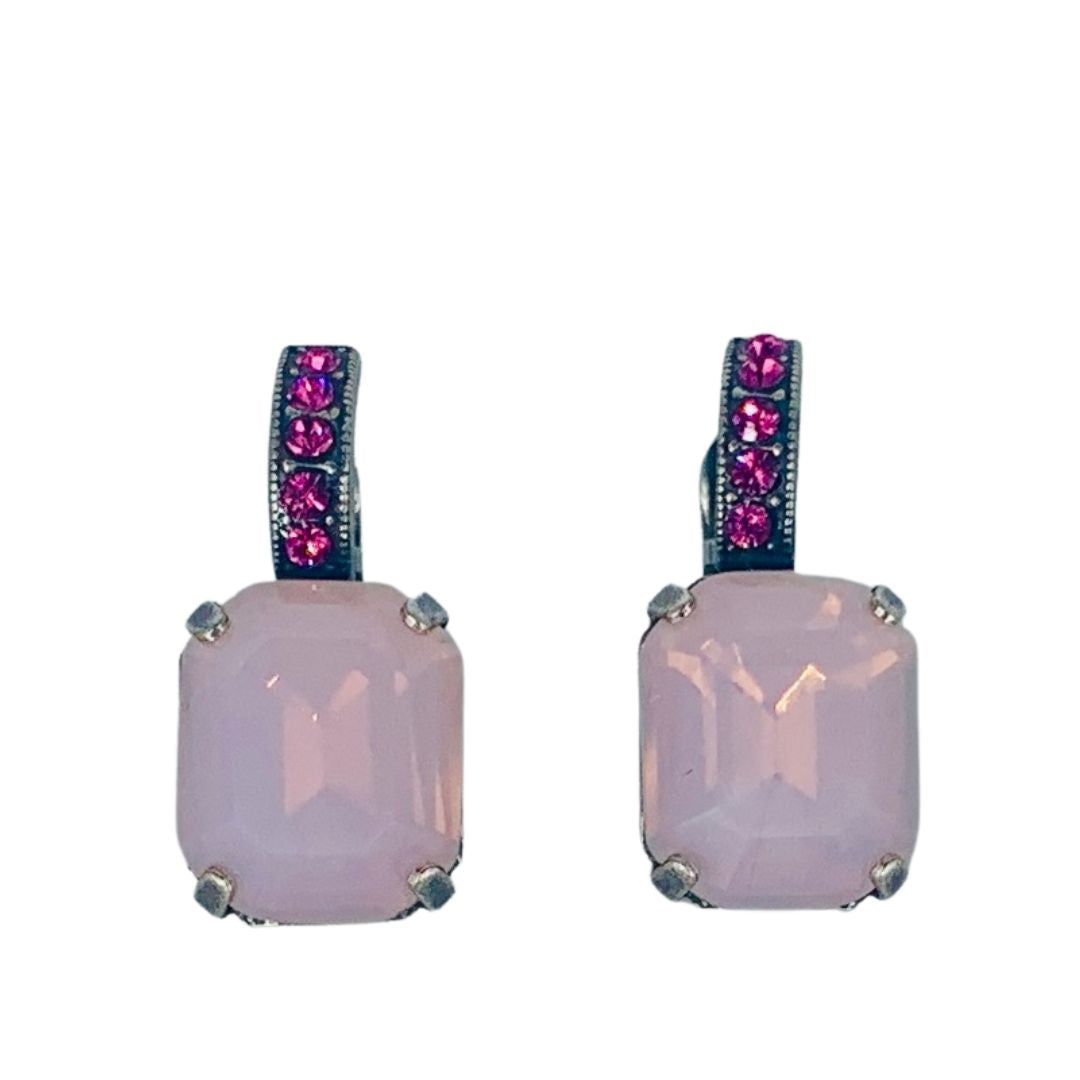 Mariana Emerald Cut Earrings Pink on Silver