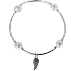 "You're An Angel" Angel Wing Blessing Bracelet in White Pearl and Sterling Silver