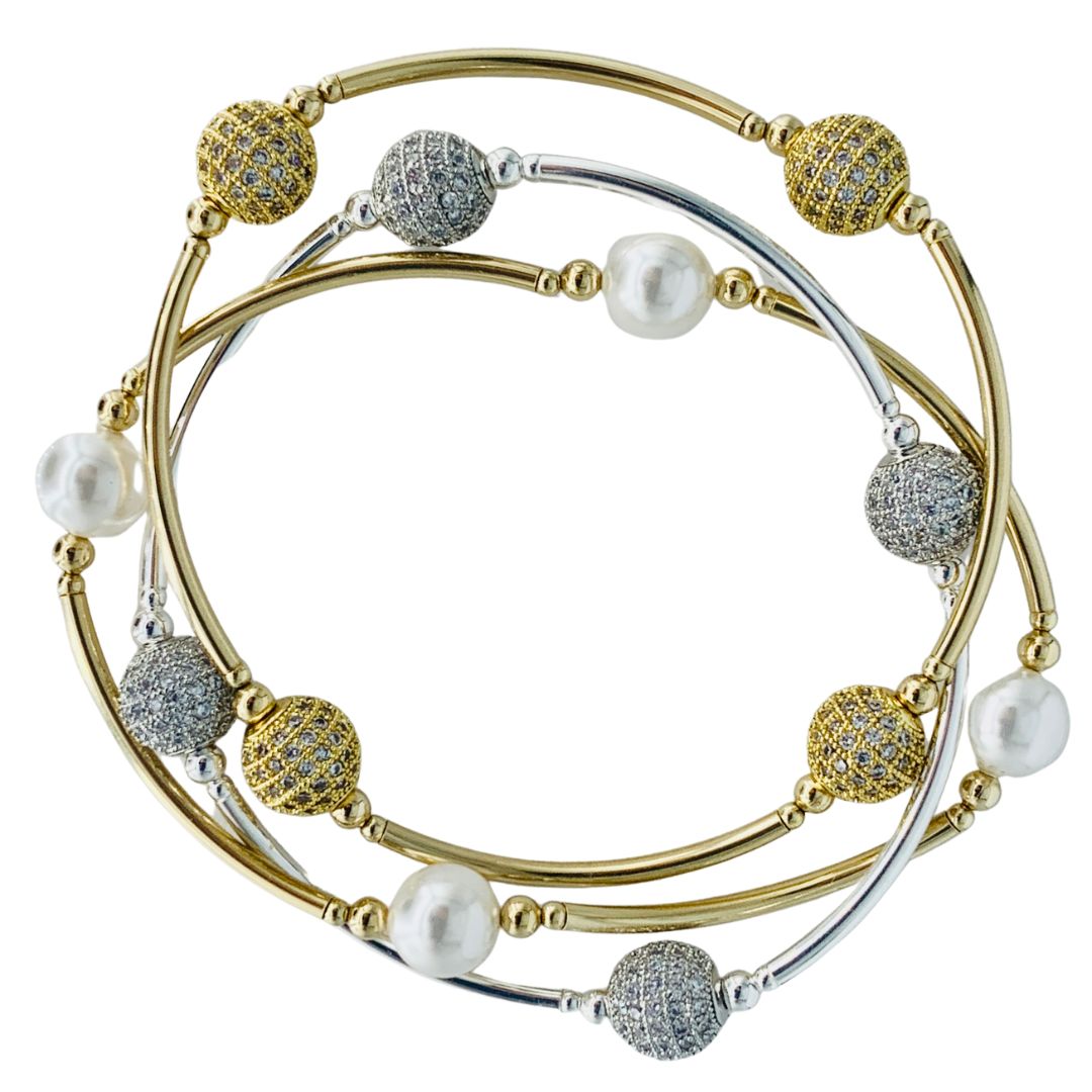 Blessing Bracelet 8MM Pave Crystal Beads With Gold Filled Bars Secondary image
