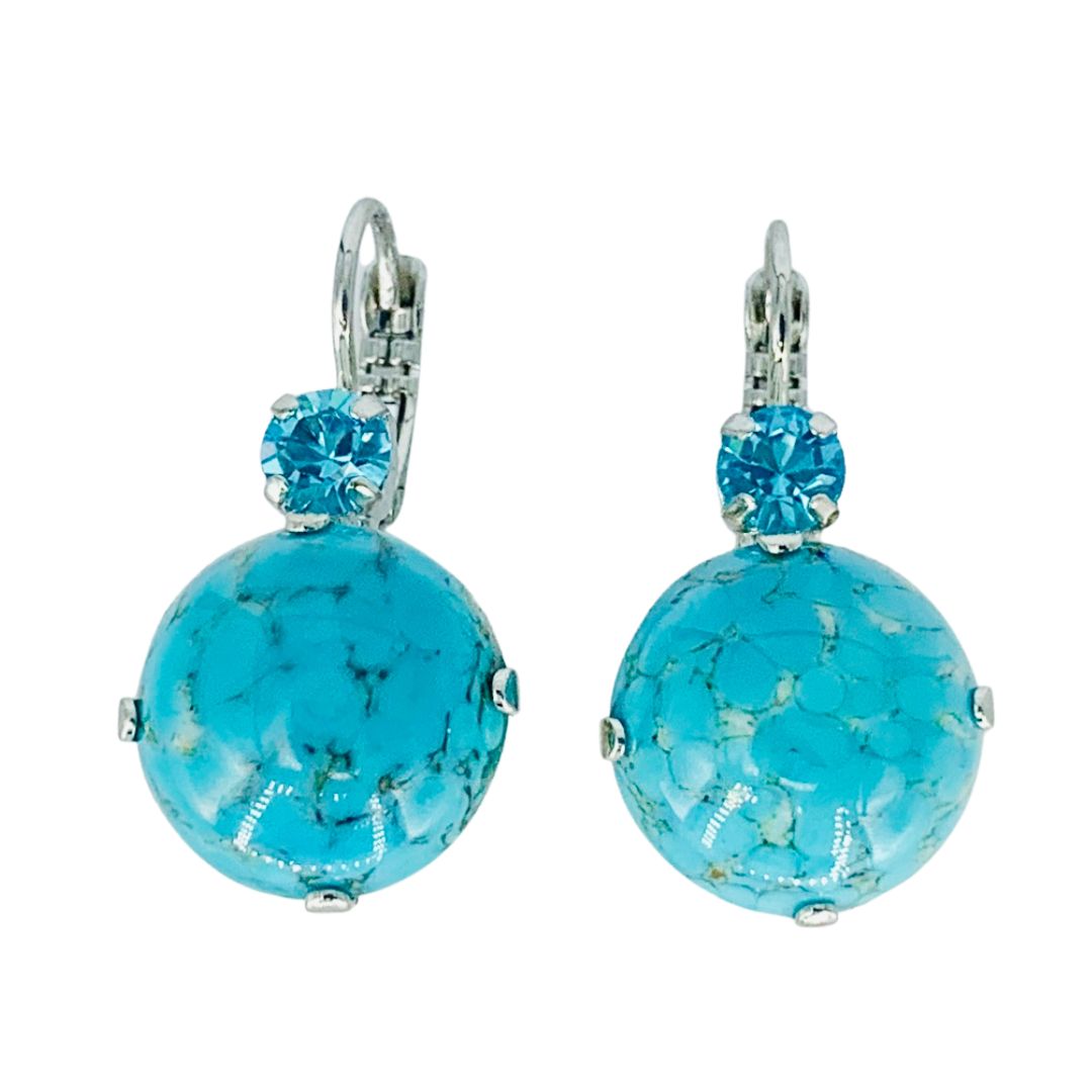Mariana Large Earrings Aqua/Turquoise on Rhodium Main image